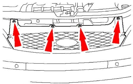 the scheme of mounting front bumper Ford Galaxy (2000-2006)